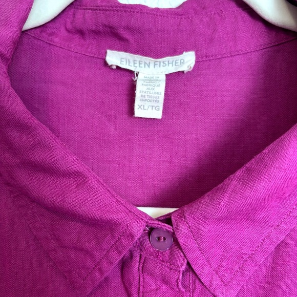 Eileen Fisher Organic Handkerchief Linen Classic Collar Shirt Magenta Women’s XL - Picture 4 of 10